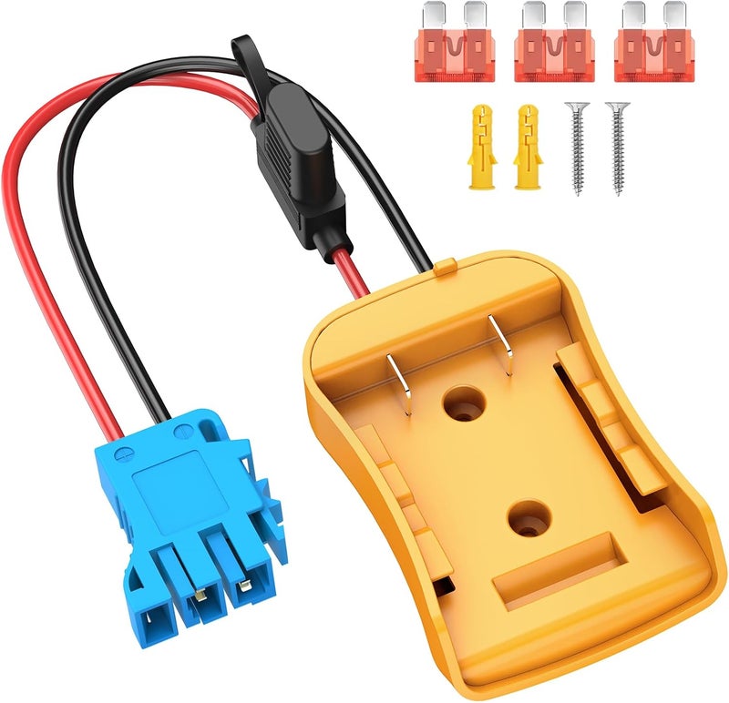 Azocek for Power Wheel Adapter Compatible with Dewalt 20V Battery with Wire Harness Connector Compatible with Peg-Perego 12V Children Ride-on Car, 12AWG Wire with 40A Fuse - Image 1